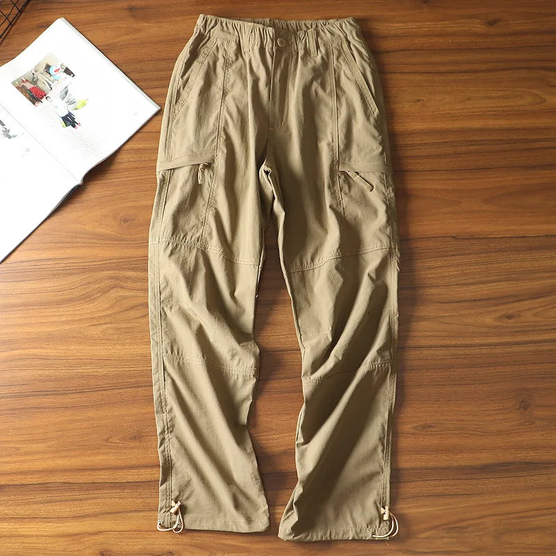 Men's Summer Cargo Pants Outdoor Street Fashion Spring Slacks Baggy Joggers Hiking Long Loose Vintage Long Trousers For Men
