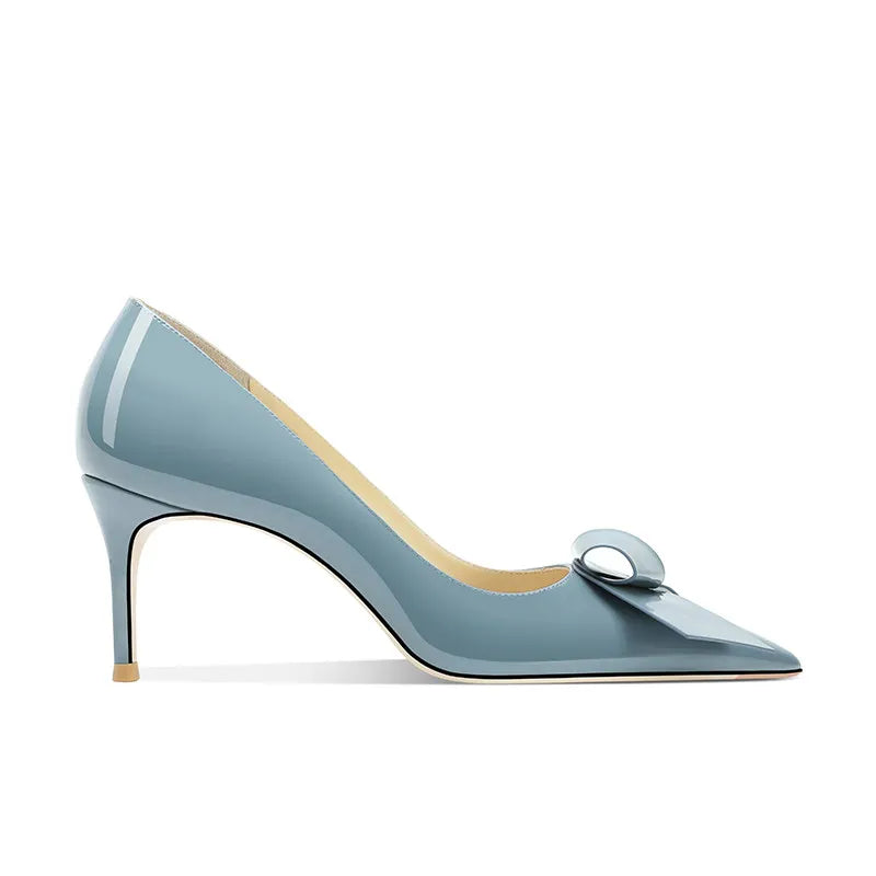 Bow High Heels Women's New Sweet Pointed Stiletto Comfortable Patent Leather Women's Shoes