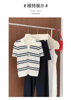 WinvyNee Summer Top Women's 100% Cotton Striped Polo T Shirt Women's Clothing Short Sleeve Casual Oversized Pullover A1522077