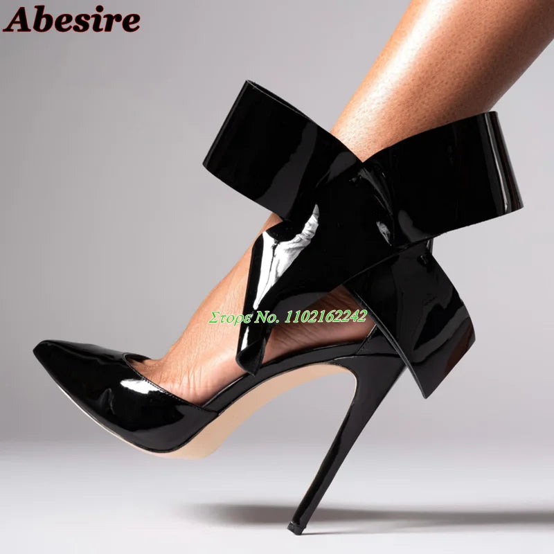 Spotted Breathable Mesh Pumps Big Bow Pointed Stiletto Buckle Strap High Heels Fashion Party Banquet Wedding Pumps For Women 47