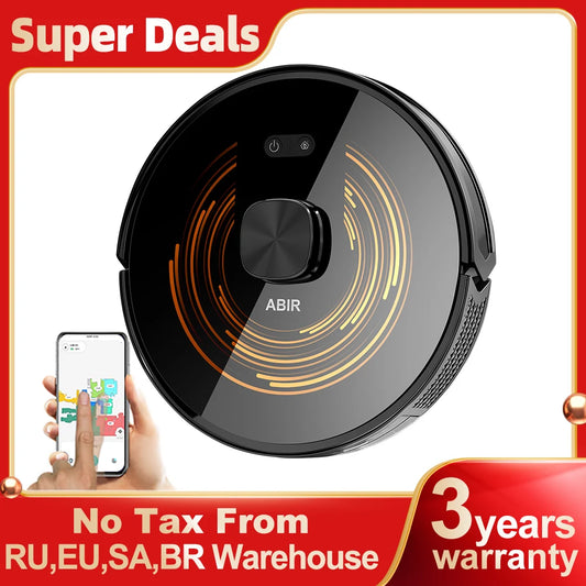 Robot Vacuum Cleaner ABIR X9 ,Laser System,Dual UV Cleaning,Auto Carpet Boost Tech,Multiple Floors Maps,Customized Room Cleaning