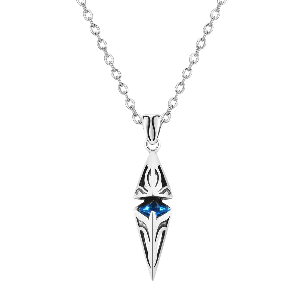 Stylish Blue Stone Necklaces for Men Women,Stainless Steel Geometric Pendant Collar,Valentine's Birthday Party Gift for Him