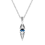 Stylish Blue Stone Necklaces for Men Women,Stainless Steel Geometric Pendant Collar,Valentine's Birthday Party Gift for Him