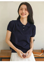 100% Cotton Women POLO Collar Casual Top T-shirt luxury designer clothing woman plus size clearance sale