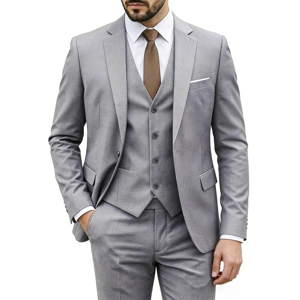 Men Suits For Wedding 3 Pieces 2 Set Elegant Slim Fit Jackets Pants Blazers Formal Outfit Fashion Business Classic 2026 Costume