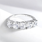 Smyoue 2.5/5CTTW D Color Genuine Moissanite Rings for Women 5 Gemstone Bridal Wedding Jewelry 925 Sterling Silver Wholesale Ring