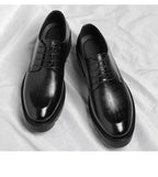 Men's Thick-Soled Low-Cut Business Formal Leather Shoes With Lace-Up Height Increase Groom's Wedding Shoes With Suit Shoes