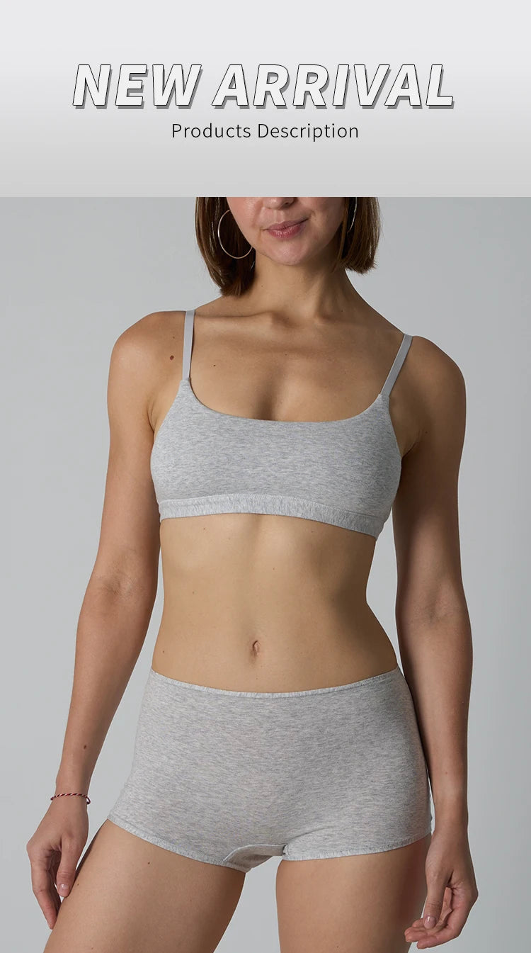 Cotton Bralette Seamless Breathable Underwears Lingerie Sets for Women's Fitness Sports Bras Panties Ladies No Bra Pad Intimate