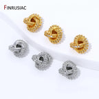 18K Gold Plated Brass With Zircon Round Twist Beads For Bracelets,Separator Bead,Spacer Beads For DIY Jewelry Making Accessories
