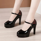 11cm Small Size 32-43 White Wedding Shoes Patent Leather Platform Pumps 2026 Formal Thin High Heels Shoes Model Office Party