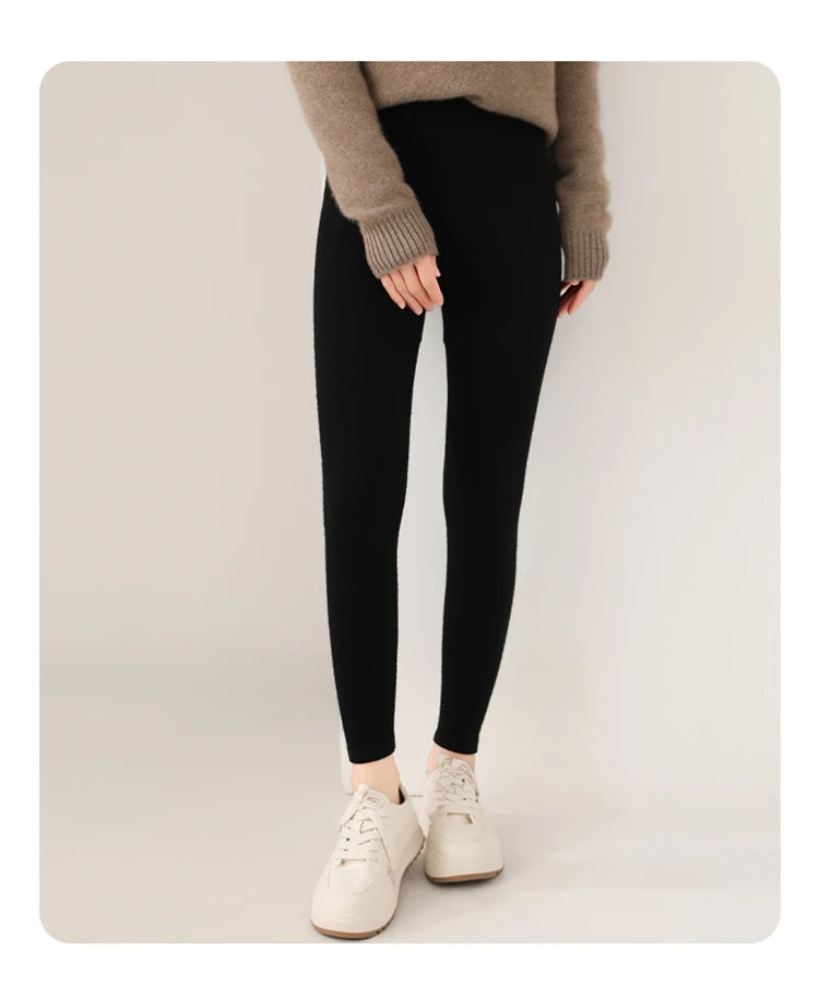 Fall/Winter 100% Pure Wool Knitted Pants Are Slim And Warm Wear Wool Pants Inside And Outside Tight Elastic Leggings