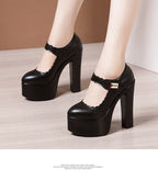 15cm Small Size 32-43 Extremem Block High Heels Shoes 2026 Fall Shallow Thick Chunky Platform Shoes Women Pumps Sexy Model Party