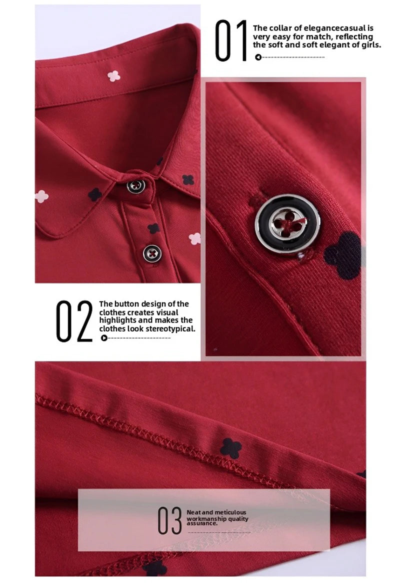 Women's Summer Cotton Shirt - Slim Fit Foldable Flip Collar Short Sleeve Printed Casual Top Trendy Button Design Fashion