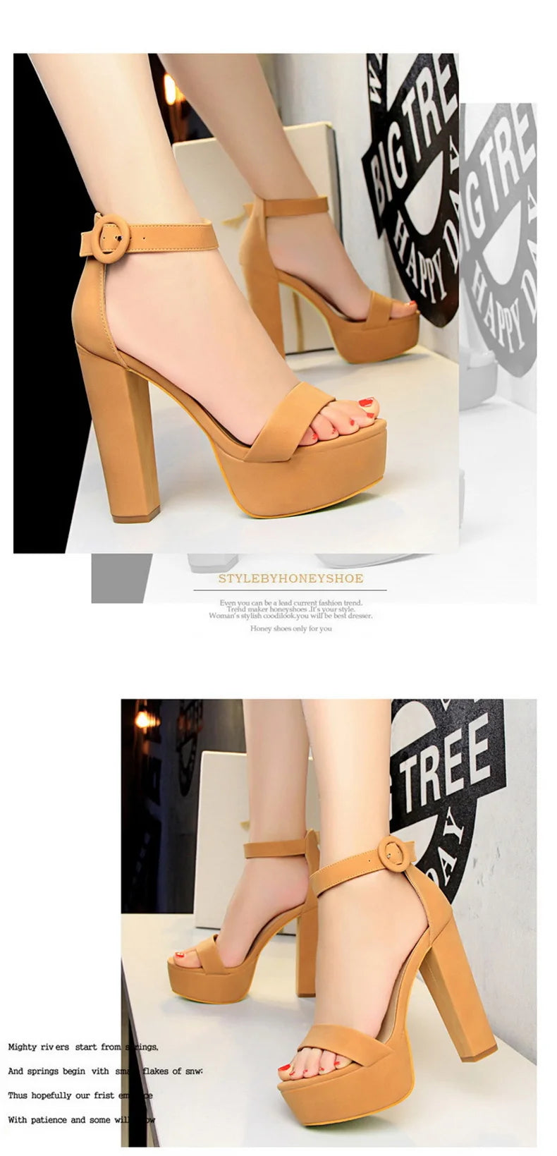New Fashion Simple Comfort Women Platform High Heels Sandals Summer Peep Toe Party Wedding Pumps Buckle Slimming Shoes