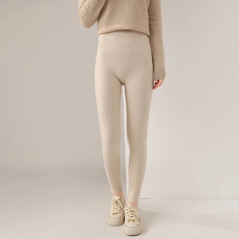 Fall/Winter 100% Pure Wool Knitted Pants Are Slim And Warm Wear Wool Pants Inside And Outside Tight Elastic Leggings