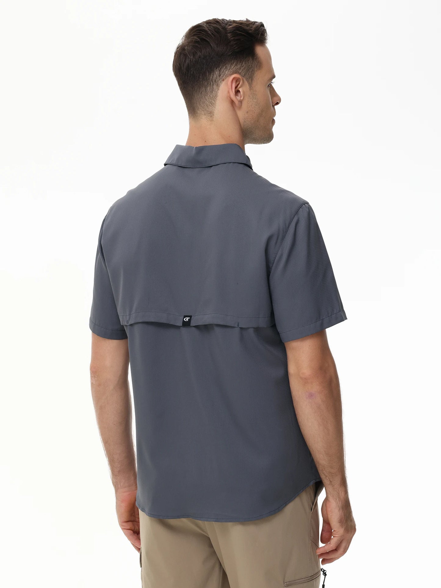 Summer Men's UPF 50+ Fishing Shirts, Lightweight Breathable Short Sleeve Cargo Shirt, Button Down Tactical Shirts Workout