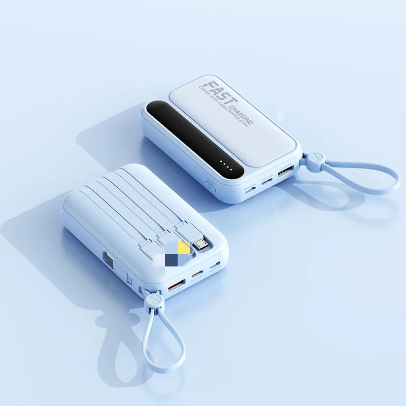 10000/20000mah Power Bank  4 in1 Built in Cables Intelligent Digital Display Light Portable Battery for IPhone Android Phone