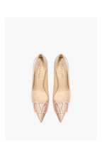 women fashon pumps with V buckle nude high heels with matte finish comfortable soft stilettos for dress