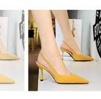 Fashionable Banquet Empty High Heel Shoes For Women's Shoes Thin Heel Pointed Toe Hollow Single Shoes For Women's Shallow Mouth