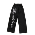 Men's Black Gothic Letter Print Wide Leg Sweatpants Y2K Streetwear Casual Trousers S-XL Summer New