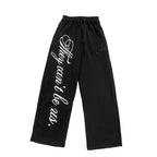 Men's Black Gothic Letter Print Wide Leg Sweatpants Y2K Streetwear Casual Trousers S-XL Summer New