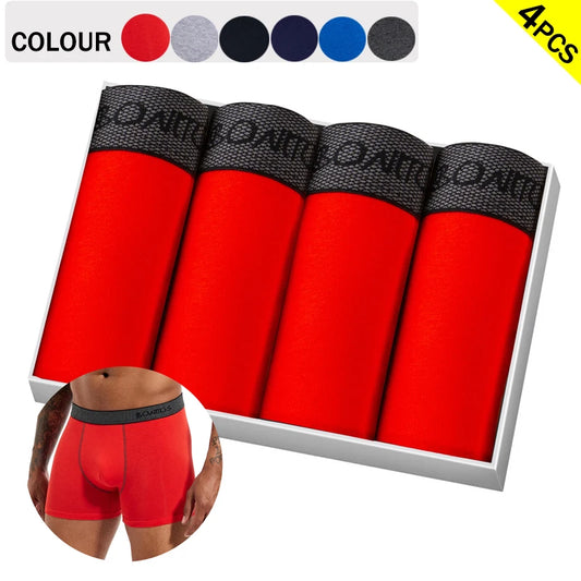 4pcs/pack Boxer Briefs Men's Panties Letter Man Underwear Solid Color Cotton Men Underpants Sexy Undrewear Shorts BONITOS Brand
