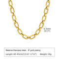 Chunky Gold Plated Link Necklace For Women, Stainless Steel Oval Thick Chain Choker Minimalist Jewelry Trendy Party Jewelry Gift