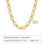 Chunky Gold Plated Link Necklace For Women, Stainless Steel Oval Thick Chain Choker Minimalist Jewelry Trendy Party Jewelry Gift