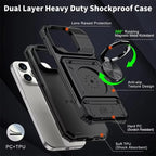 Military Quality Case for iPhone 11 13 14 15 16 Pro Max Magnetic Rotated Ring Kickstand Heavy Duty Drop Protection Wallet Cover