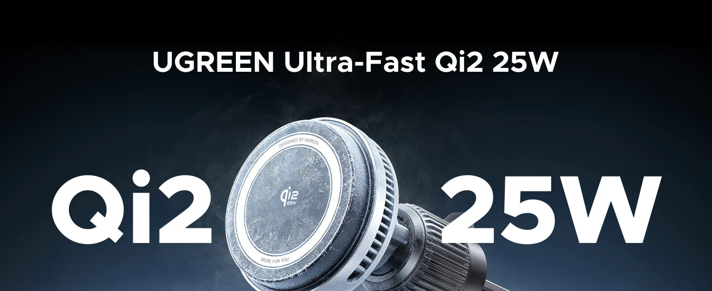 UGREEN MagFlow Pro Qi2.2 25W Magnetic Wireless Car Charger with Cooling Fan For iPhone 16 17 Pro Car Phone Holder Fast Charging