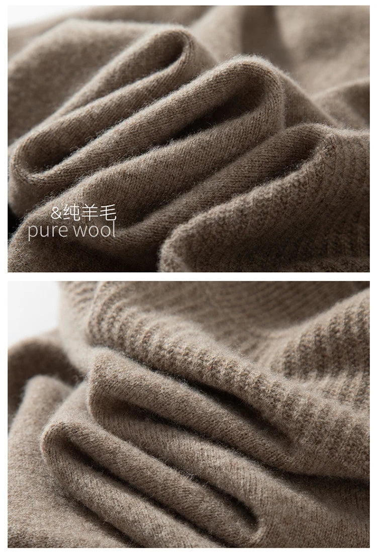 Autumn and winter new 100% pure wool men's semi-turtle neck loose knit solid color Joker casual knit bottoming shirt.