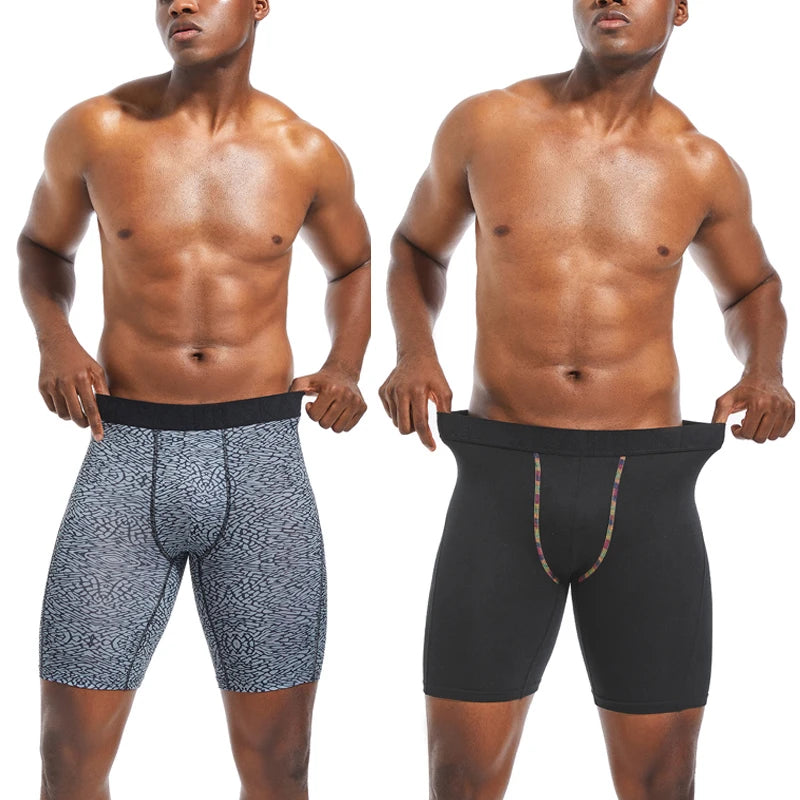 4pcs Long Men's Underpants Sports Leggings Boxer Shorts Mens Polyester Underwear Man Quick-Drying Boxer for Men Bottom Shorts