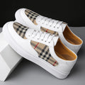 Men Classic Checkered Patchwork Thick Soled Casual Board Shoes Shock-absorbing Breathable Fashionable Commuting Street Shoes