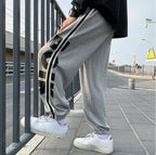 Trousers Hip-hop Wide Leg Sweatpants For Men Summer Stylish Training Cotton Loose Elastic Y2k Casual Baggy Male Sweat Pants L