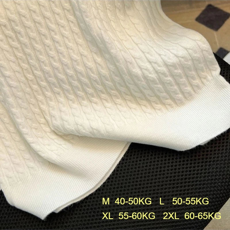 Summer Women's Polo-neck Short-sleeved Shirt Ice Silk Twist Stripe Knitting T-Shirt Thread Loose Minimalist Lapel Pullover Tees