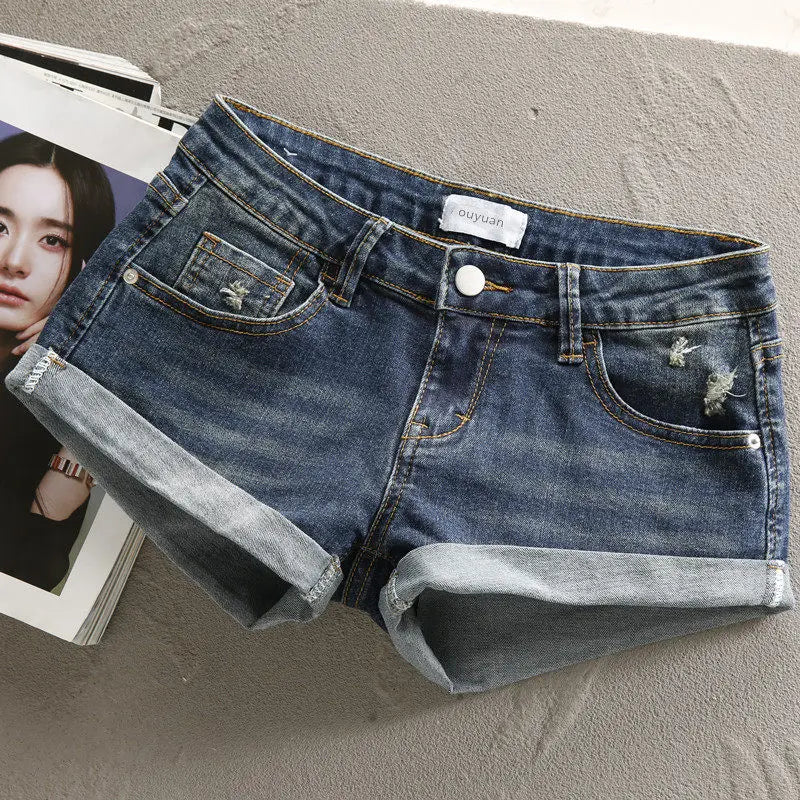 Low Waist Y2k Shorts Denim Slim Stretch Hip Sexy Super Short 2026 Summer Micro Mini Curled Booty Shorts