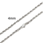 Casual Punk Rope Long Chain Necklace for Men Women,Silver Gold Color Stainless Steel Twisted Chain Collars,Hiphop Jewelry Gift