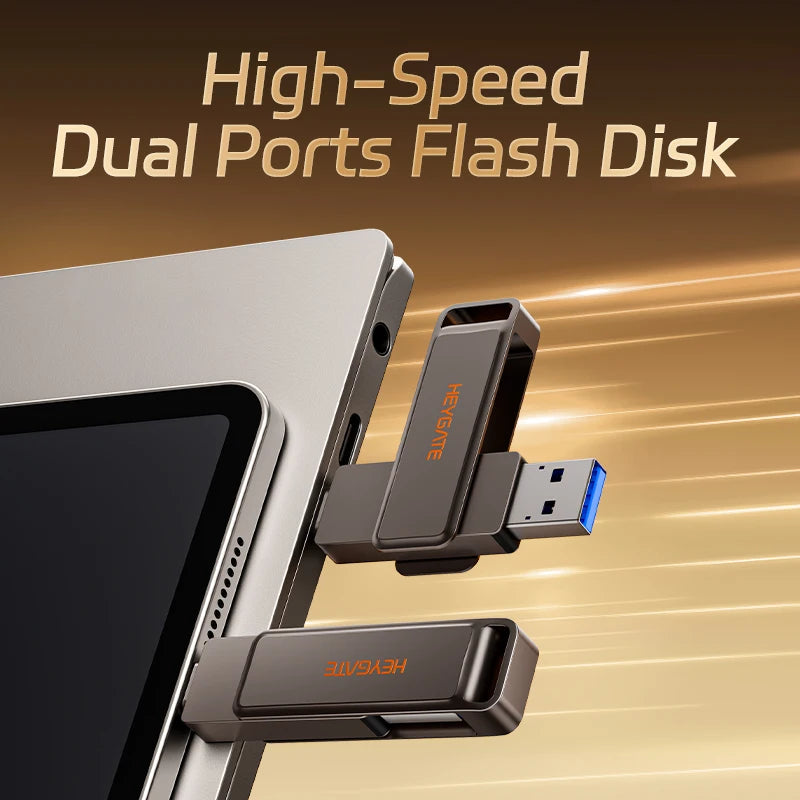 HEYGATE USB 3.2 Type-C Dual Interface OTG U Disk 150MB/s Fast Transfer Flash Drive Memory Stick For Android Smartphone Notebook