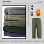 Winter and autumn thick fleece jogging pants for men, casual pants, straight-leg fleece long pants, high-quality, European size