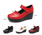 6cm Small Size 32-43 Comfortable Med Heels Pumps Soft Leather Mary Janes 2026 Women's Platform Wedges Shoes for Office Mom Dance