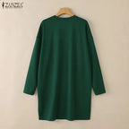 2026 ZANZEA Muslim Hijab Blouse Women Spring Long Tops Turkey Abaya Fashion O Neck Long Sleeve Knitted Shirt IsIamic Clothing