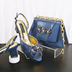New Elegant 2026 Lilac Peep Toe Women Heels with Diamond Accents - Italian Design Matching Pumps and Bag Set for Parties