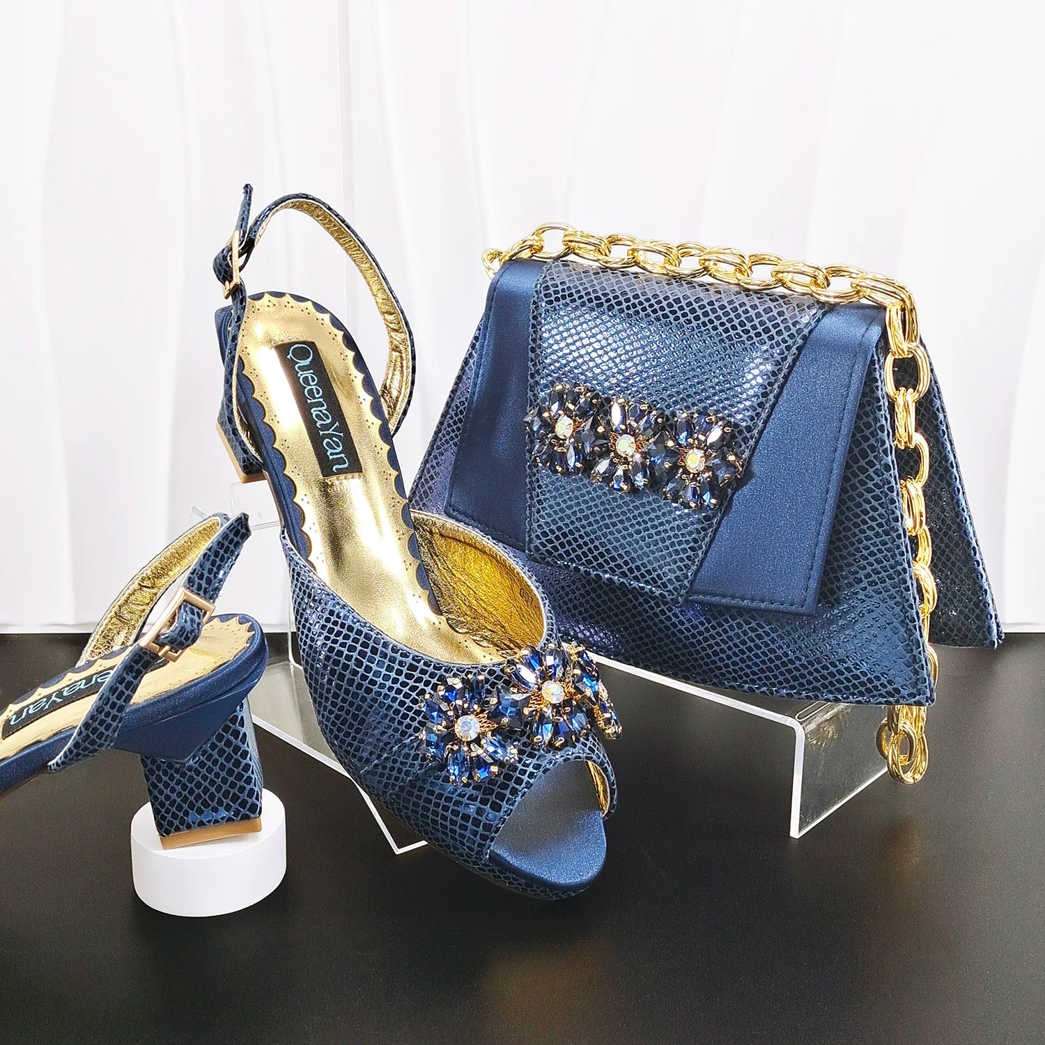 New Elegant 2026 Lilac Peep Toe Women Heels with Diamond Accents - Italian Design Matching Pumps and Bag Set for Parties