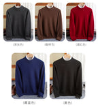 New Fashion Men's 100% Wool Pullover Half-high Collar Sweater Autumn Winter Warm Solid Color Knit Sweater Business Casual Top
