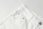 Urban Street Mens Slim Fit Flared Jeans White Black Distressed Jeans Overall Y2k Solid Color Washing Skinny Jeans Men Ripped