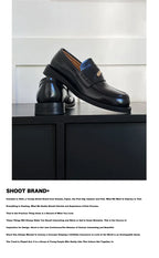 Slip in formal leather shoes for men's autumn new style retro metal coin design Loafer comfortable black British dress shoes