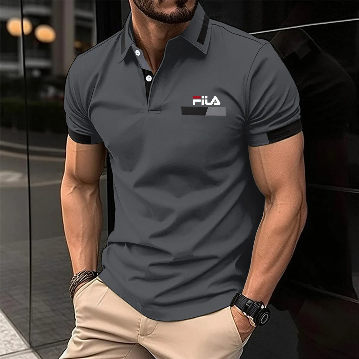 Men's Short Sleeve Polo Shirt Contrast Collar Cuff Design Casual Business Golf T Shirt For Man men's Polo Shirts Mens Clothing