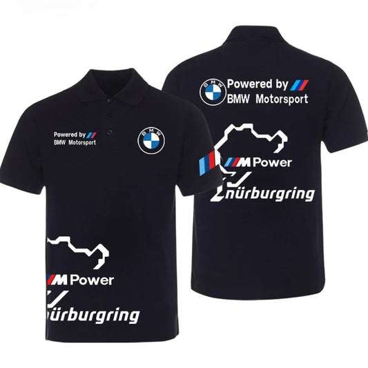 BMW Men's 2025 New Lapel Short Sleeve T-Shirt BMW Modified Car Culture Car Lovers Printed Men's and Women's Same Polo Shirt Top