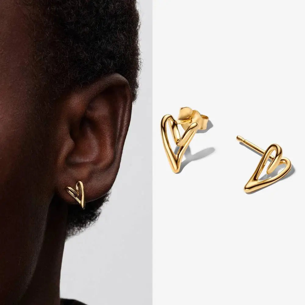 minimalist 925 Sterling Silver Sparkling Bow Heart Huggie Hoop Earrings for Women Jewelry Birthday Gifts Original plata de ley