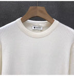 Korean Style Men's Sweater Vertical Stripes Round Neck Pullovers High Quality Inner Soft Knitted Fashion Versatile Undershirt